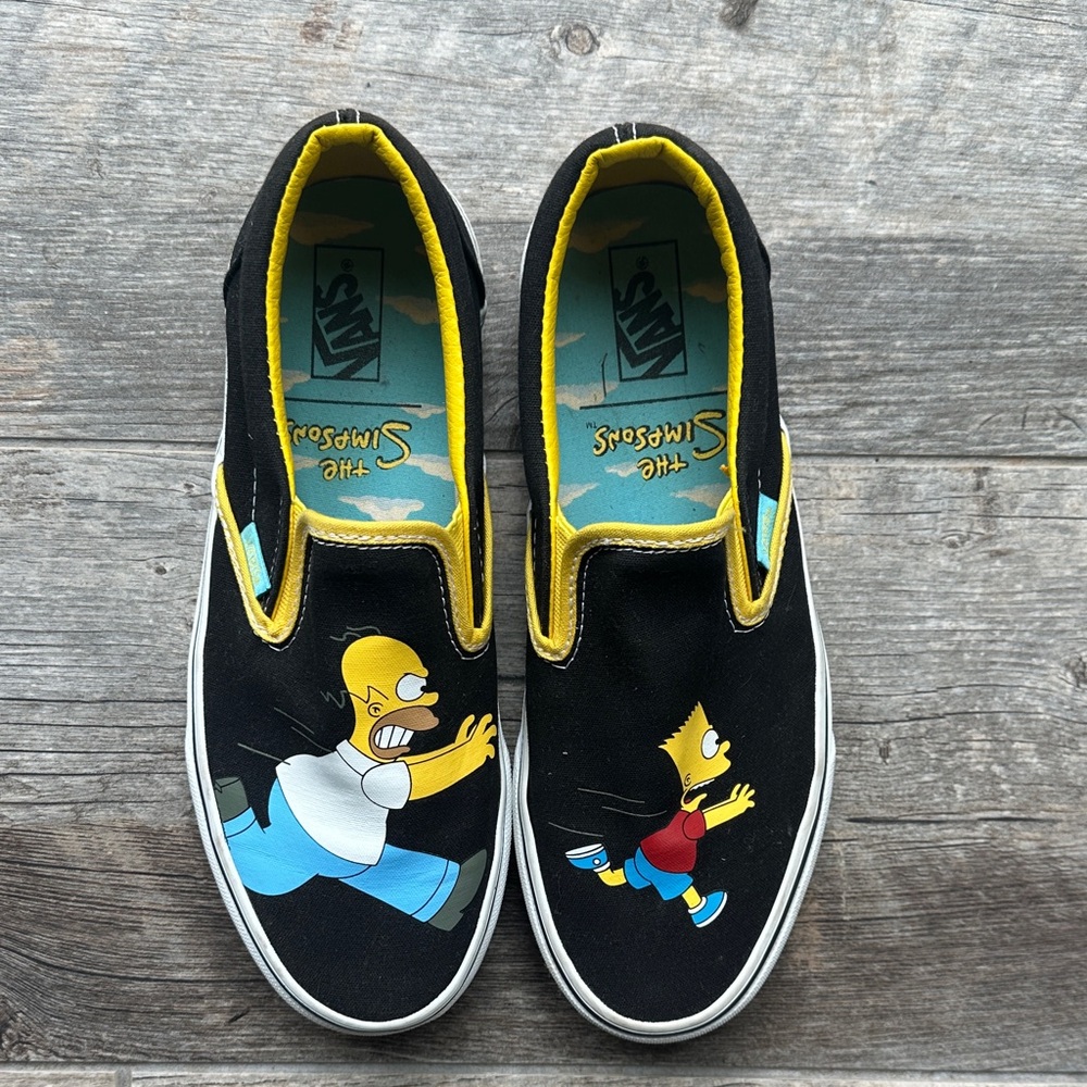 Vans Kids Black Slip-On Sneakers with Simpsons Graphic